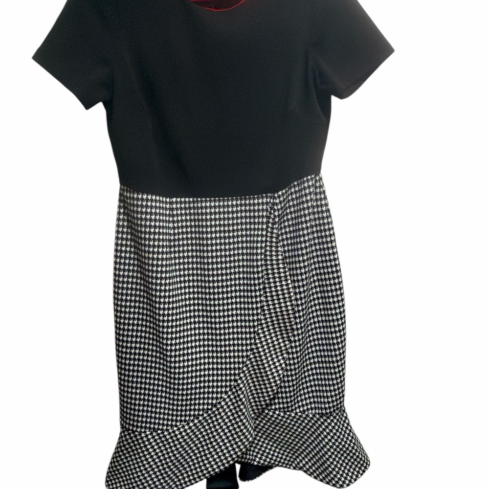 Shelby & Palmer Classic Black and Houndstooth Midi Dress